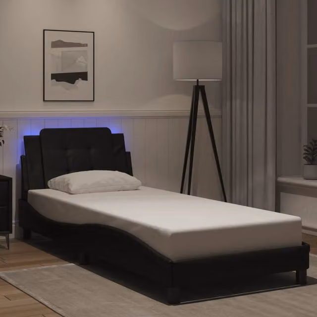 Letto con LED e porta USB Zadar vidaXL Nero L/P/H: 190 x 90 x 95 cm – 1