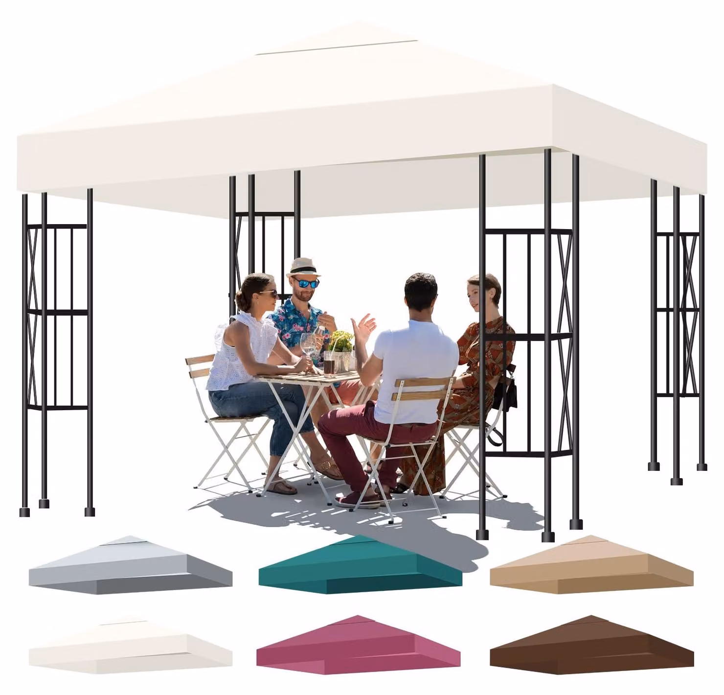 Tetto di ricambio per gazebo da giardino, dimensioni 3 x 3 metri, con bordo dritto