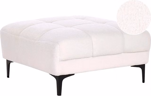 Pouf rettangolare BELIANI in tessuto bouclé bianco per il tuo soggiorno