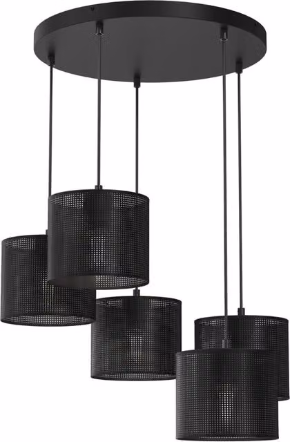 Lampada a sospensione Loft Shade Luminex nera con 5 luci E27, Diametro: 58 cm