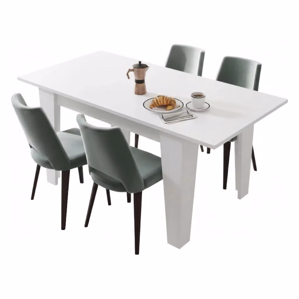 Tavolo allungabile moderno DMORA Bianco L: 160 cm, P: 80 cm, H: 78 cm – 2