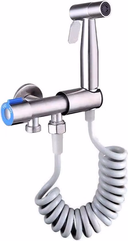 Testa di spruzzo per bidet manuale - acciaio inox - valvola da G1/2" - adattatore per WC - igiene personale - doccia per animali domestici