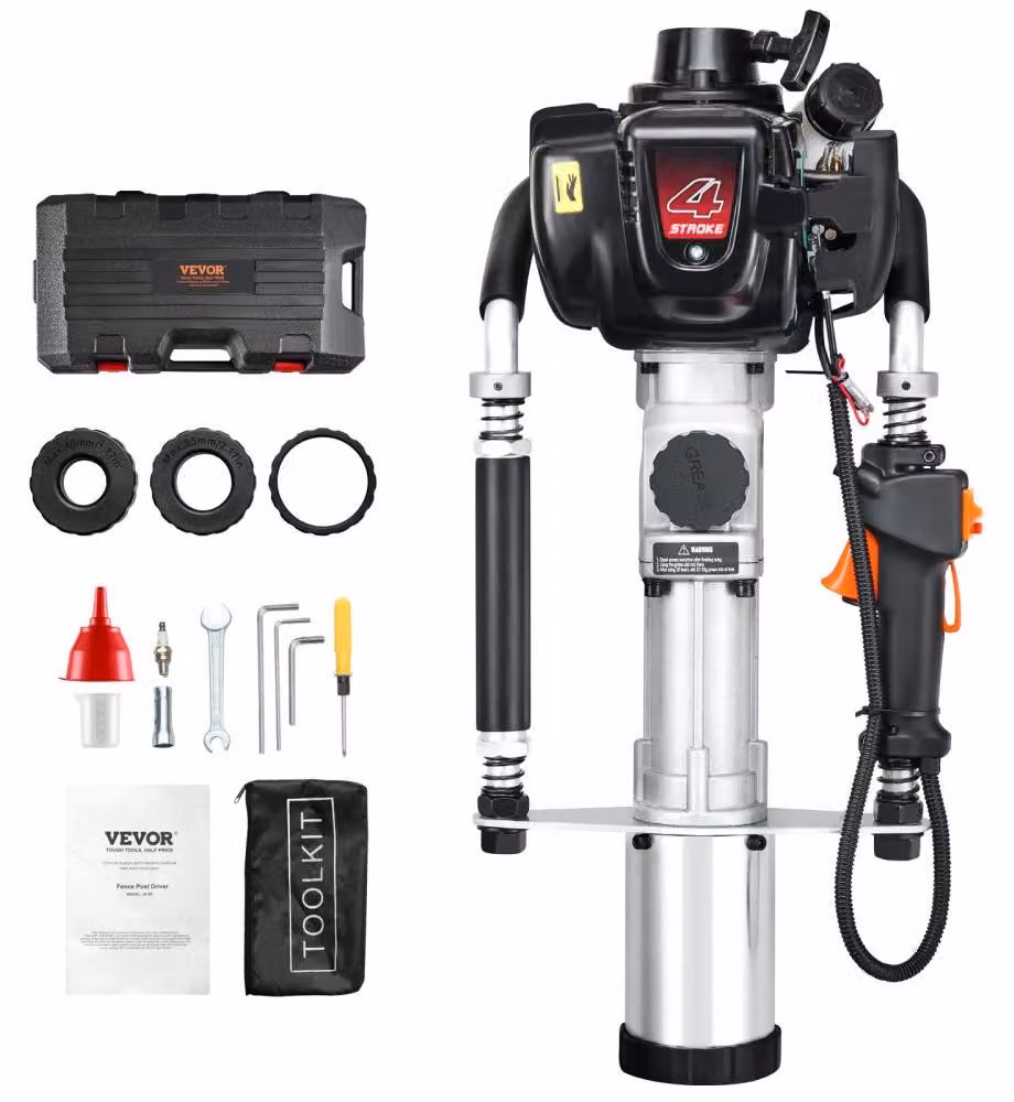 Compattatore a benzina, cilindrata 37,7 cc, motore a 4 tempi, 1000 W, dotato di 3 testate: 45/55/88 mm