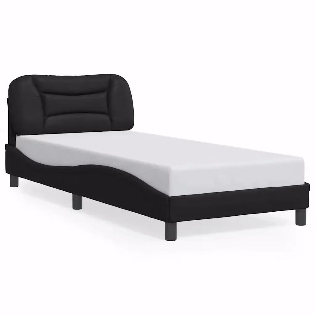 Giroletto senza materasso Hvar vidaXL in similpelle nera con doghe in legno, L/P/H: 90 x 200 cm – 2
