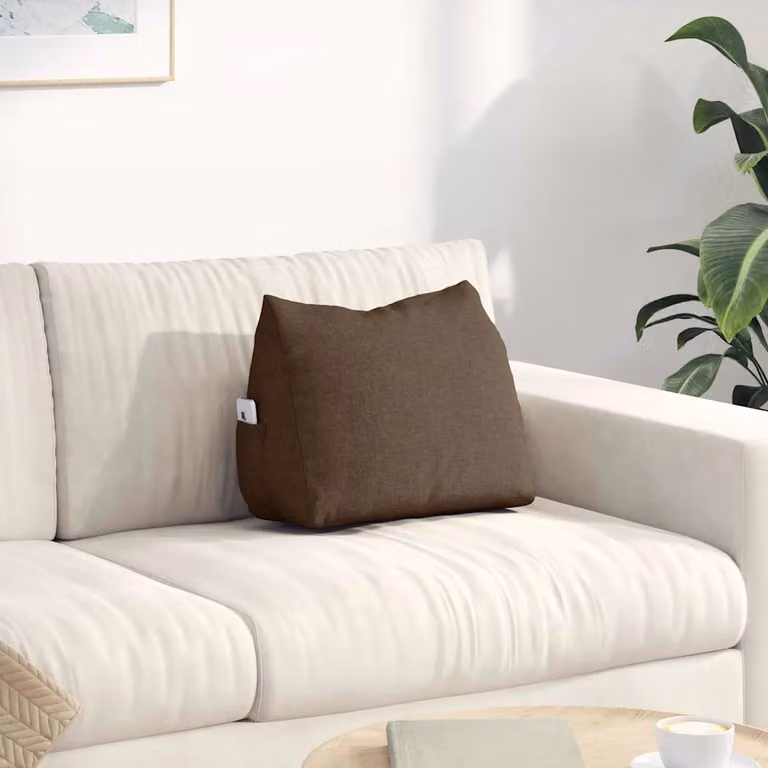 Cuscino a cuneo per schiena vidaXL marrone con rivestimento rimovibile in poliestere L 45 cm x P 20 cm x H 35 cm