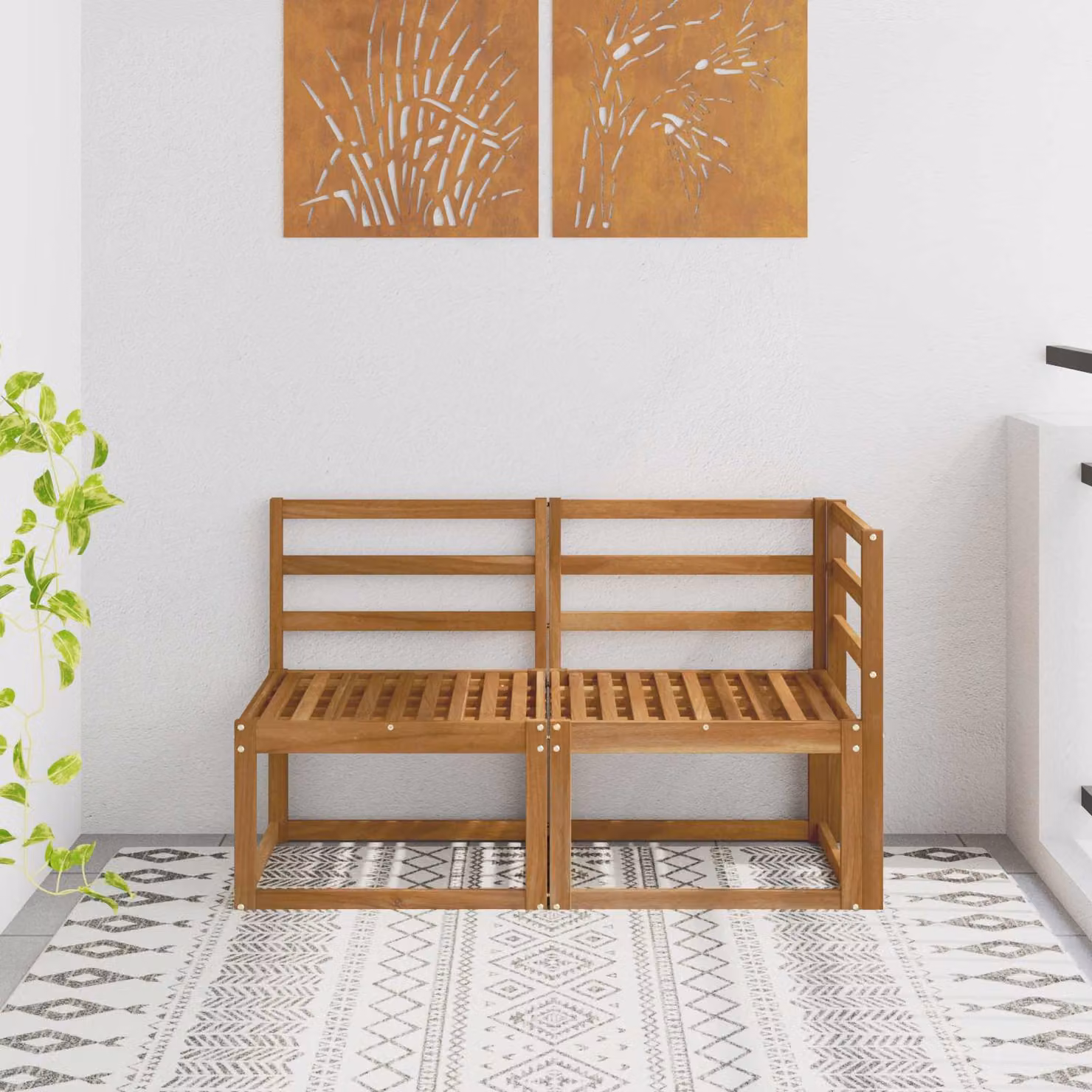 vidaXL Divano modulare da esterno e angolare a 2 pezzi in legno di acacia color marrone