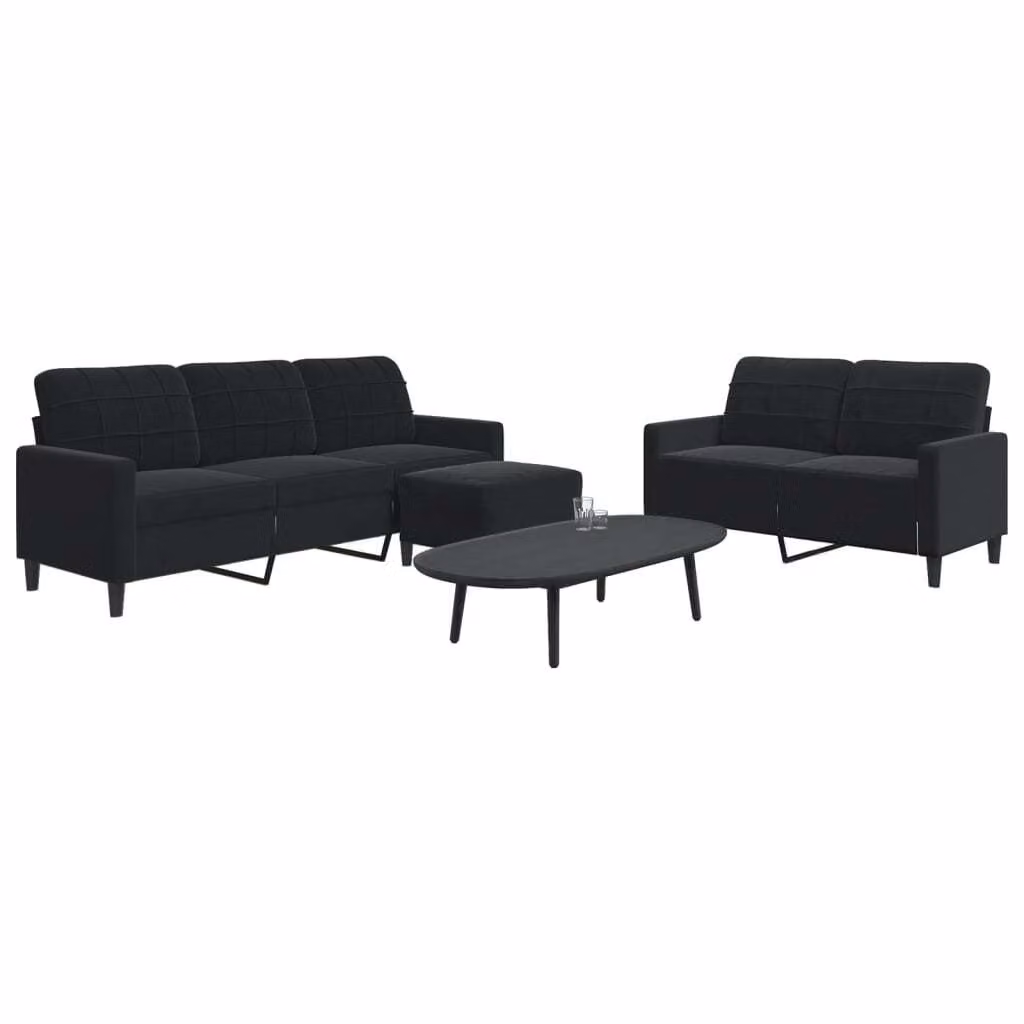 Maison Exclusive - Set divano a 3 pezzi con cuscini in velluto nero