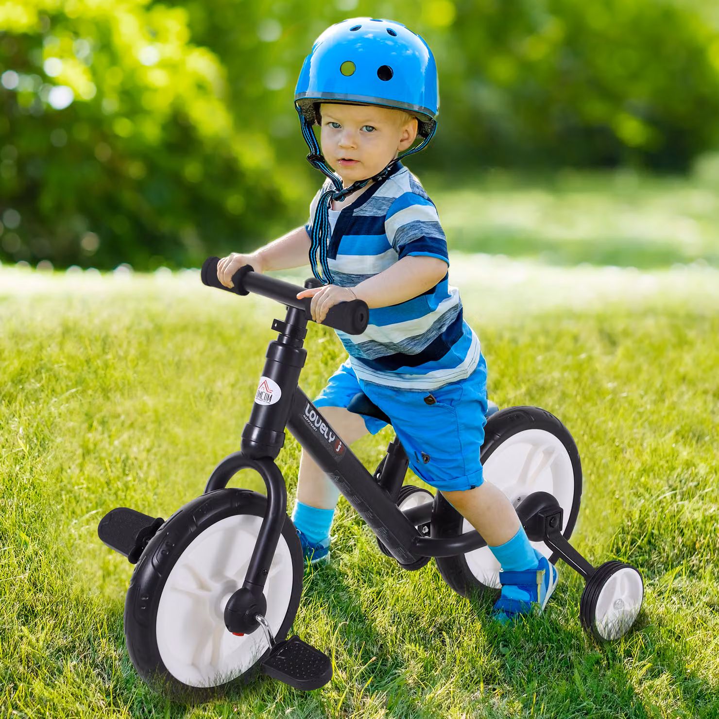 Bici senza pedali HOMCOM per bambini da 2-5 anni con sellino regolabile e ruote ausiliarie, Nero – 2