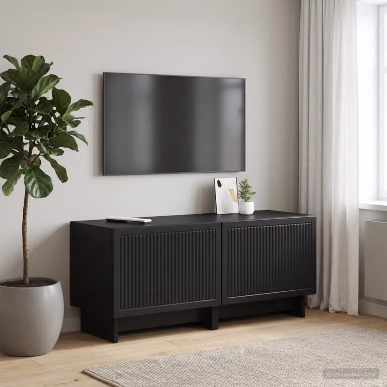 Mobile TV moderno vidaXL in legno MDF nero opaco con scomparti multimediali