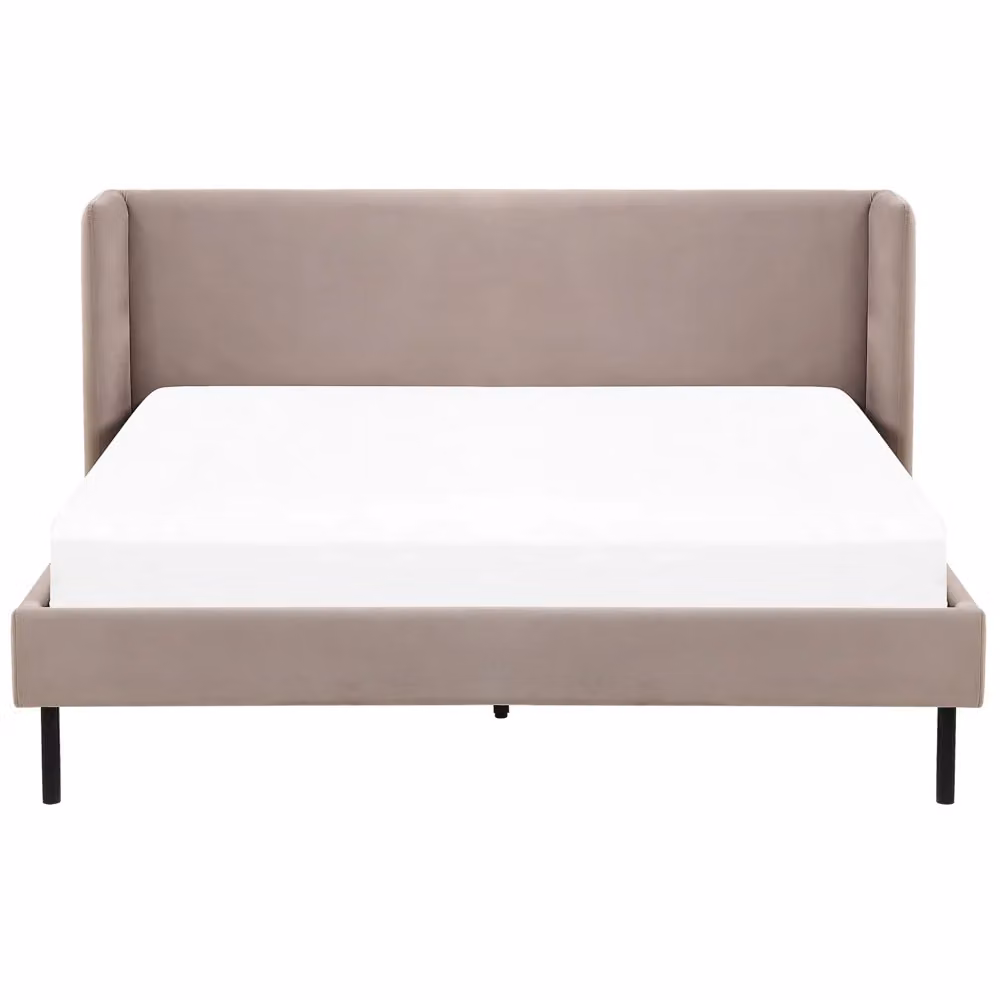 Letto Beliani moderno in velluto beige con rete a doghe arcuate L/P/H: 215 x 160 x 95 cm – 2