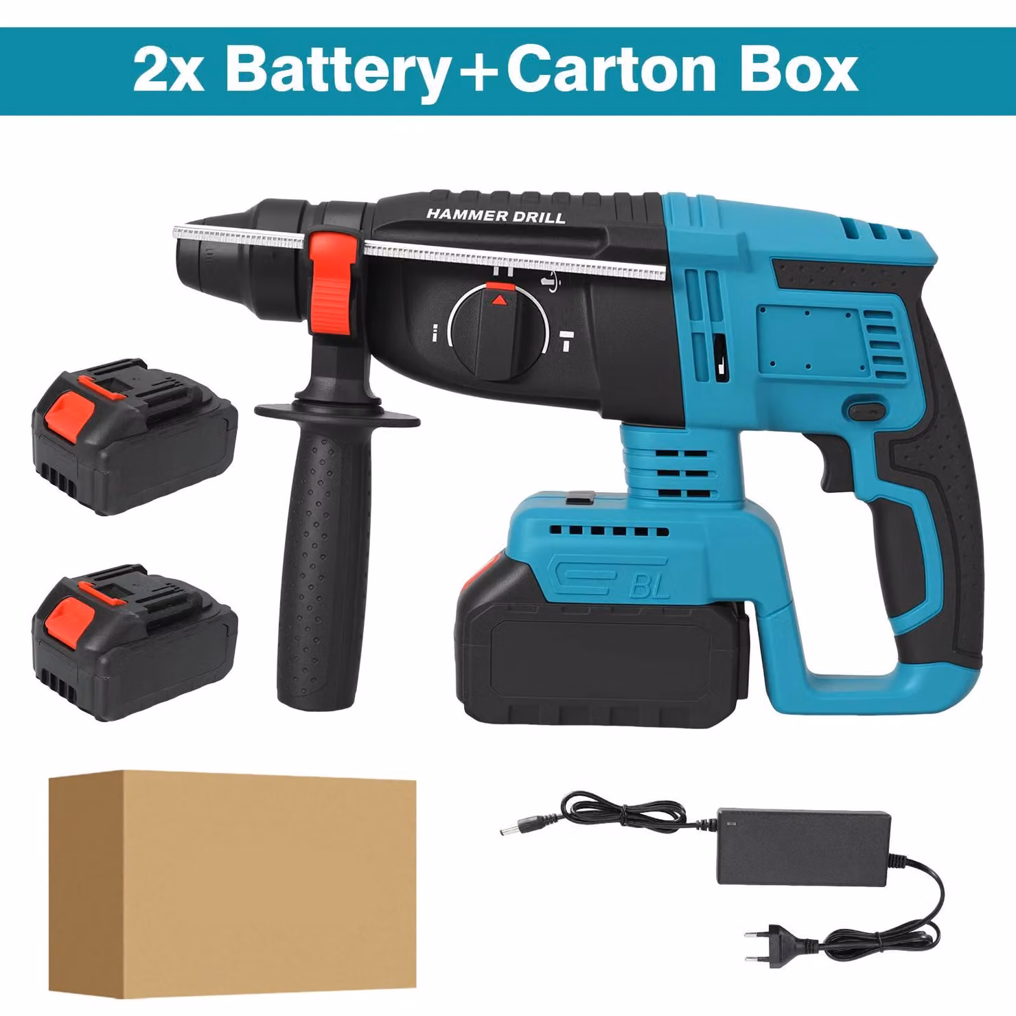 Trapano avvitatore a percussione - 26 mm - Senza spazzole - 4-in-1: perforazione, perforazione a percussione, scalpellatura e fresatura - A batteria - 2 batterie