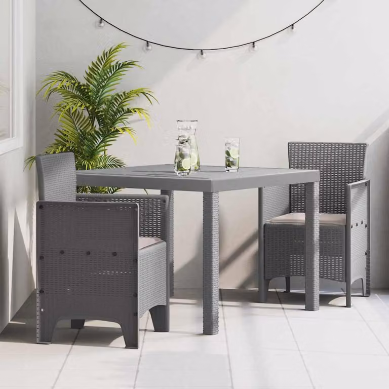 Maison Exclusive - Set da giardino per esterni, 3 pezzi, polipropilene grigio chiaro