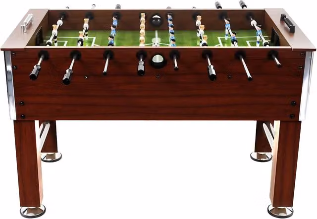 Tavolo Calcio Balilla vidaXL in Acciaio e Legno, Marrone, L: 140 cm, P: 74,5 cm, H: 87,5 cm