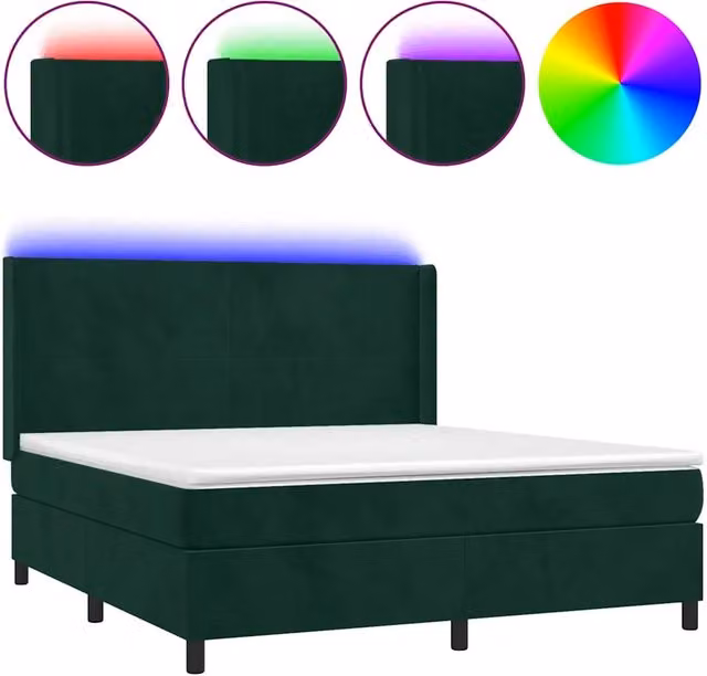 Letto Ibrido con Materasso vidaXL in Velluto Verde con Illuminazione LED e Porte USB L/P/H: 180 x 200 x 128 cm