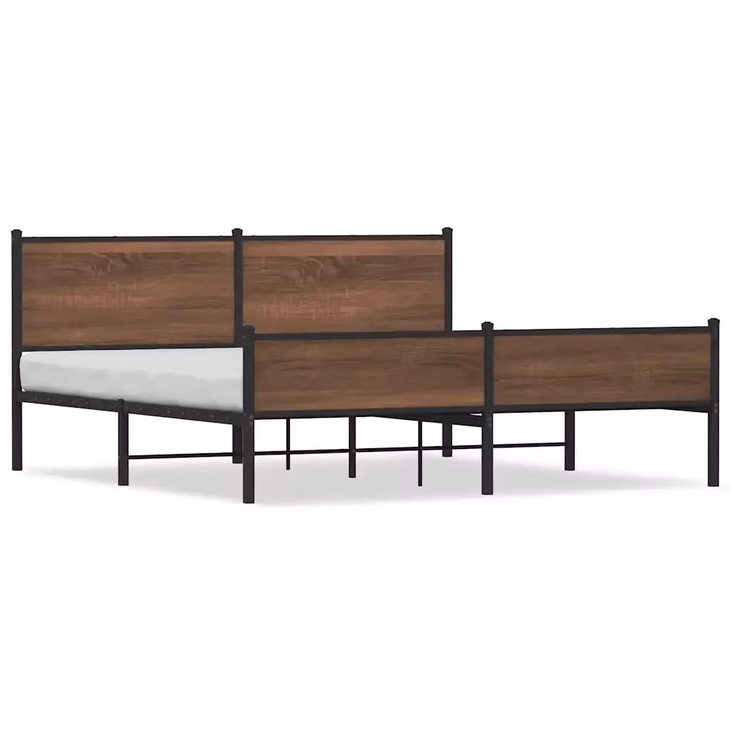 Letto con struttura in metallo e legno color rovere marrone vidaXL L: 200 cm, P: 160 cm, H: 91,5 cm – 2