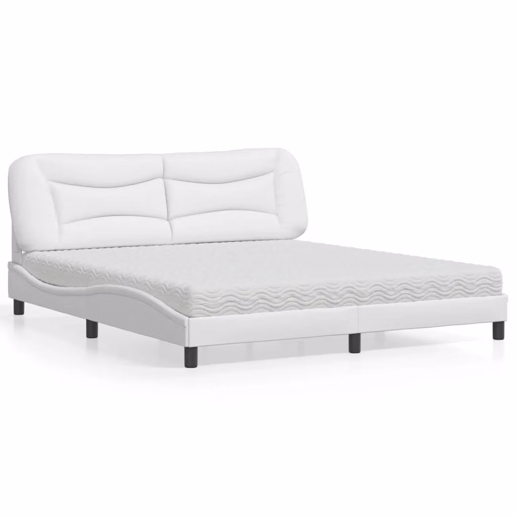 Letto con Materasso Hvar vidaXL Bianco in Similpelle L/P: 180 x 200 cm