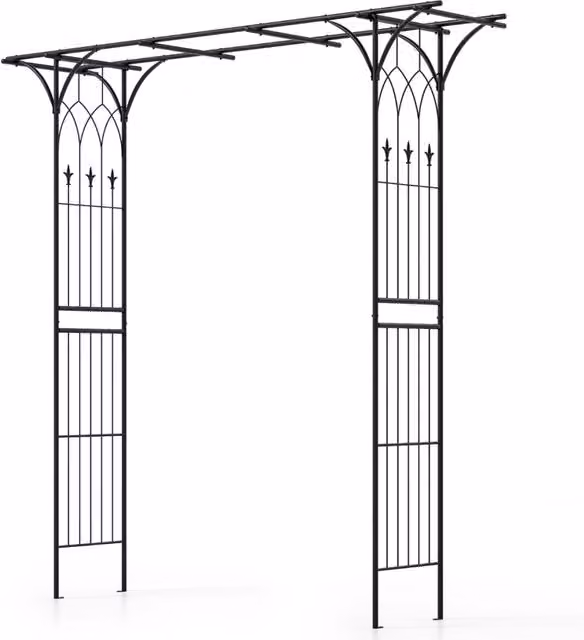 Arco da giardino decorativo DESIGN IN in metallo nero per piante rampicanti, Altezza: 206 cm