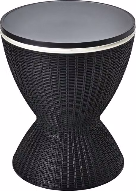 Tavolo da giardino con secchiello del ghiaccio integrato da 30L in effetto rattan nero e superficie resistente alle intemperie – 1