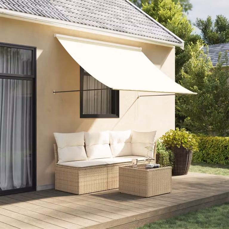 Tenda da sole retrattile vidaXL in poliestere e acciaio, colore beige, L: 200 cm, P: 150 cm