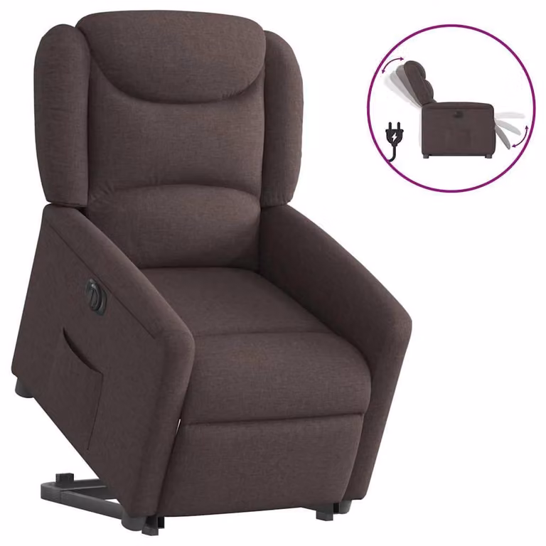 Poltrona reclinabile elettrica con funzione relax e supporto per alzarsi - Poltrona per anziani - Colore marrone scuro, regolabile elettricamente