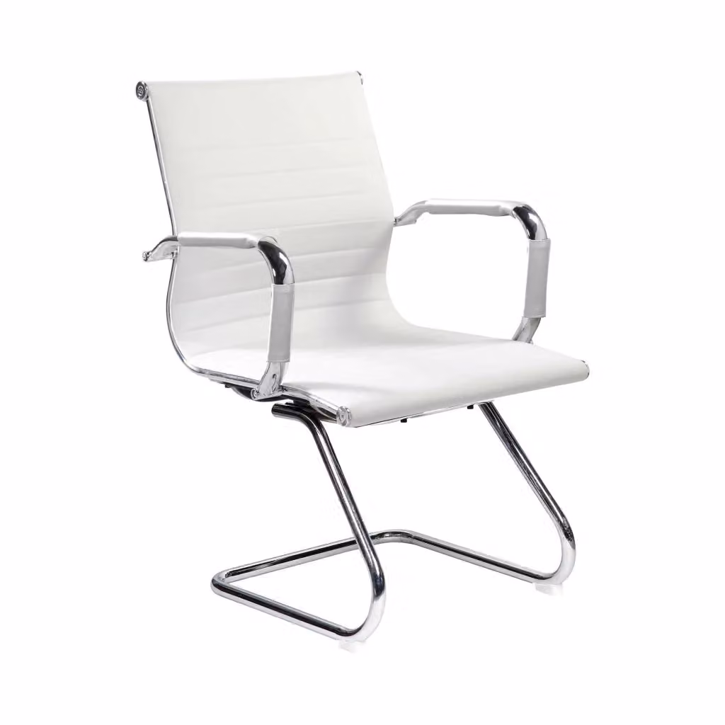 Sedia da ufficio e sala d'attesa Dfusett con braccioli, seduta ergonomica moderna in bianco, L: 62 cm, P: 54 cm, H: 89 cm – 2