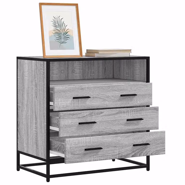 Cassettiera vidaXL in stile industriale in legno e metallo, Grigio Sonoma, L 70 cm x P 41 cm x H 70 cm