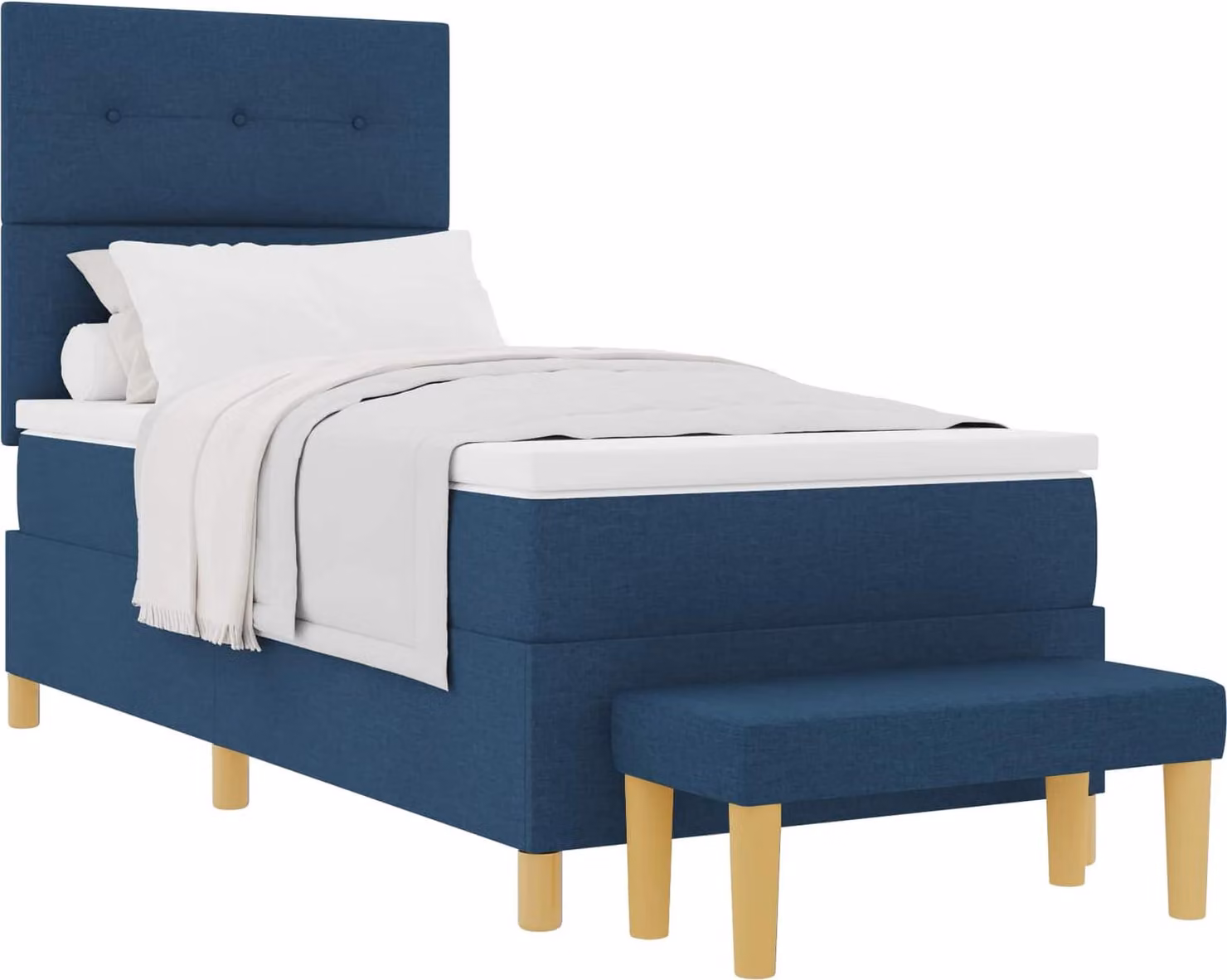 Letto a molle con cuscino con testiera Blu 200 x 80 cm Tessuto