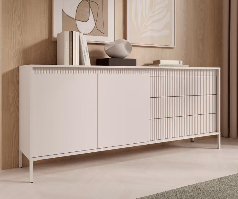 AX LIVING Trentinis 187 2T3S Comò grande beige 187,1 cm, con finitura zigrinata