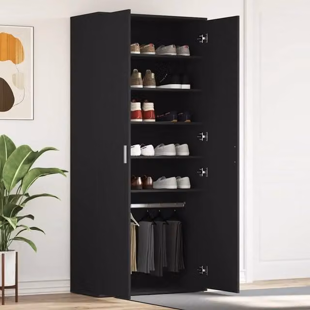 Mobile per scarpe-Scarpiera Nero 80 x 39 x 178 cm Legno multistrato
