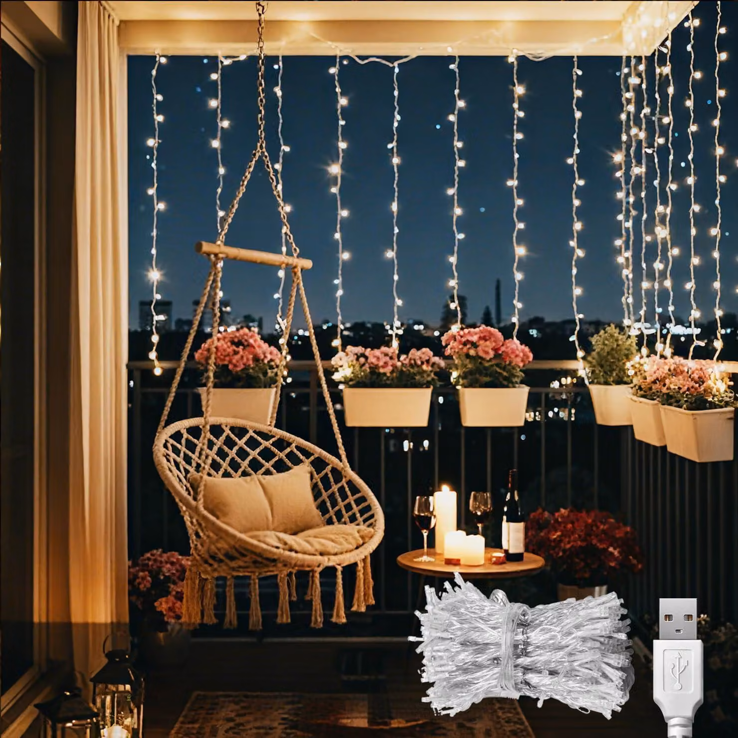 Catena luminosa da 1 metro - 100 LED - USB - Luce calda - Ideale per Natale - Adatta per interni ed esterni