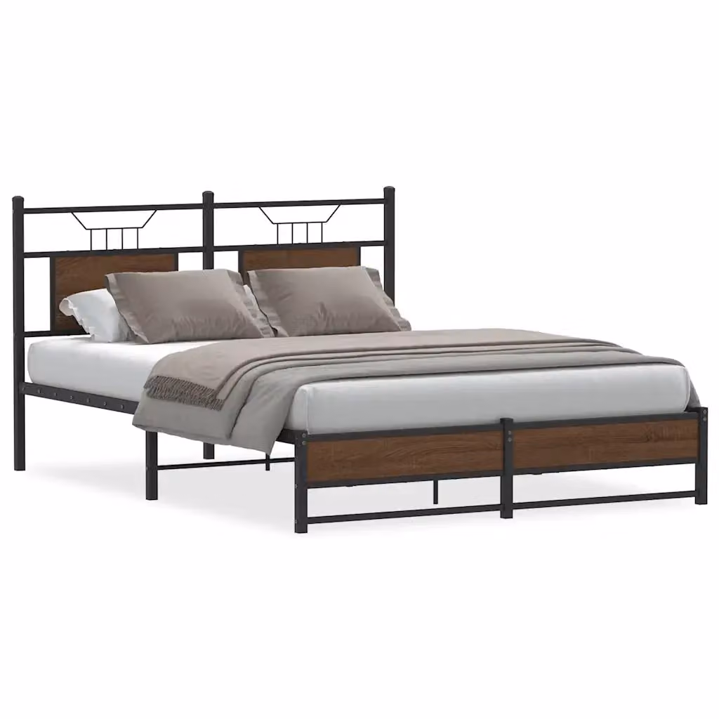 Struttura Letto Design Mania in Rovere Marrone con Doghe in Legno L/P/H: 150 x 200 cm – 2