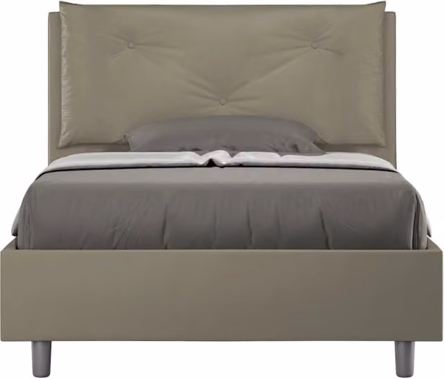 Letto Appia Large da 1 Piazza e Mezza con Rete Imbottita in Similpelle Beige L/P/H: 120 x 190 x 110 cm – 1