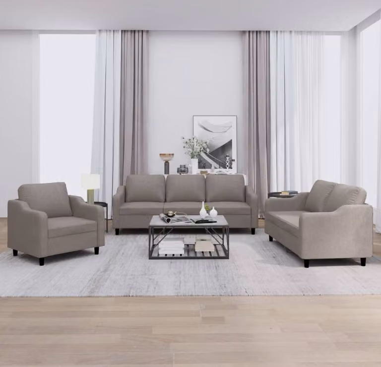 Maison Exclusive - Set divano a 3 pezzi con cuscini in tessuto color taupe