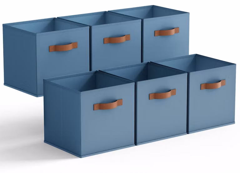 Set di 6 scatole portaoggetti in tessuto con maniglie - Colore kaki