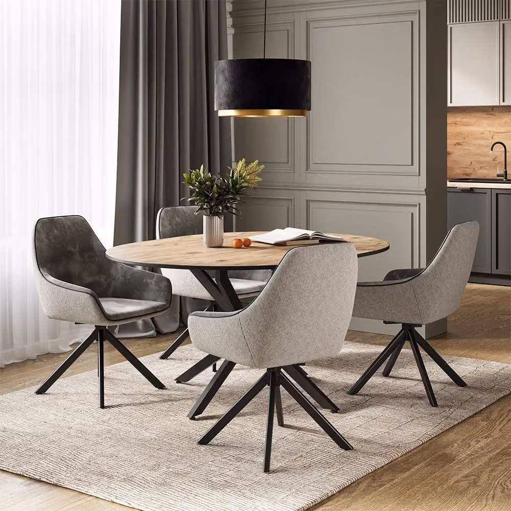 Set di 2 poltrone lounge Eleganza Vicco in velluto e velluto a coste, Grigio chiaro – 2