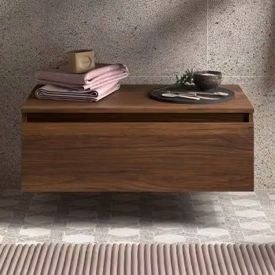 Cassettiera da bagno sospesa Sumo in noce maya con chiusura soft close