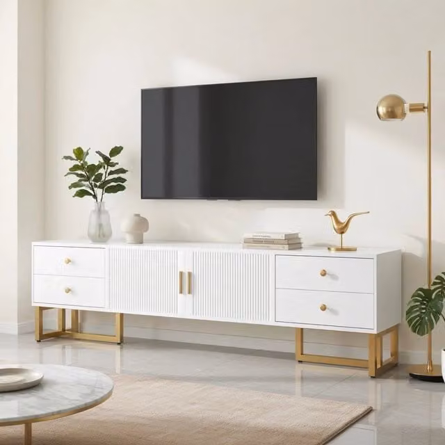 TV-Schrank bianco in MDF lunghezza 175 cm