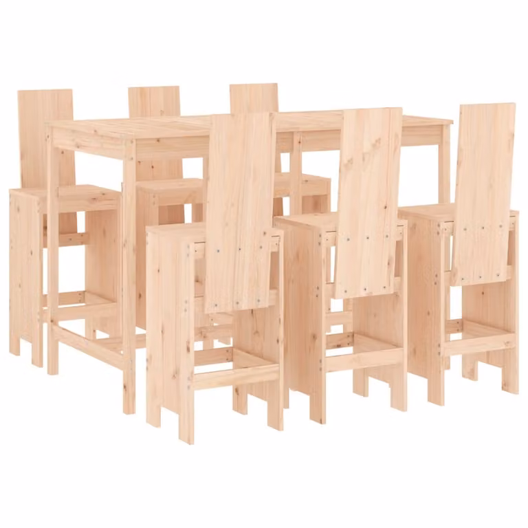 Set Bar da Giardino 7 pz in Legno Massello di Pino