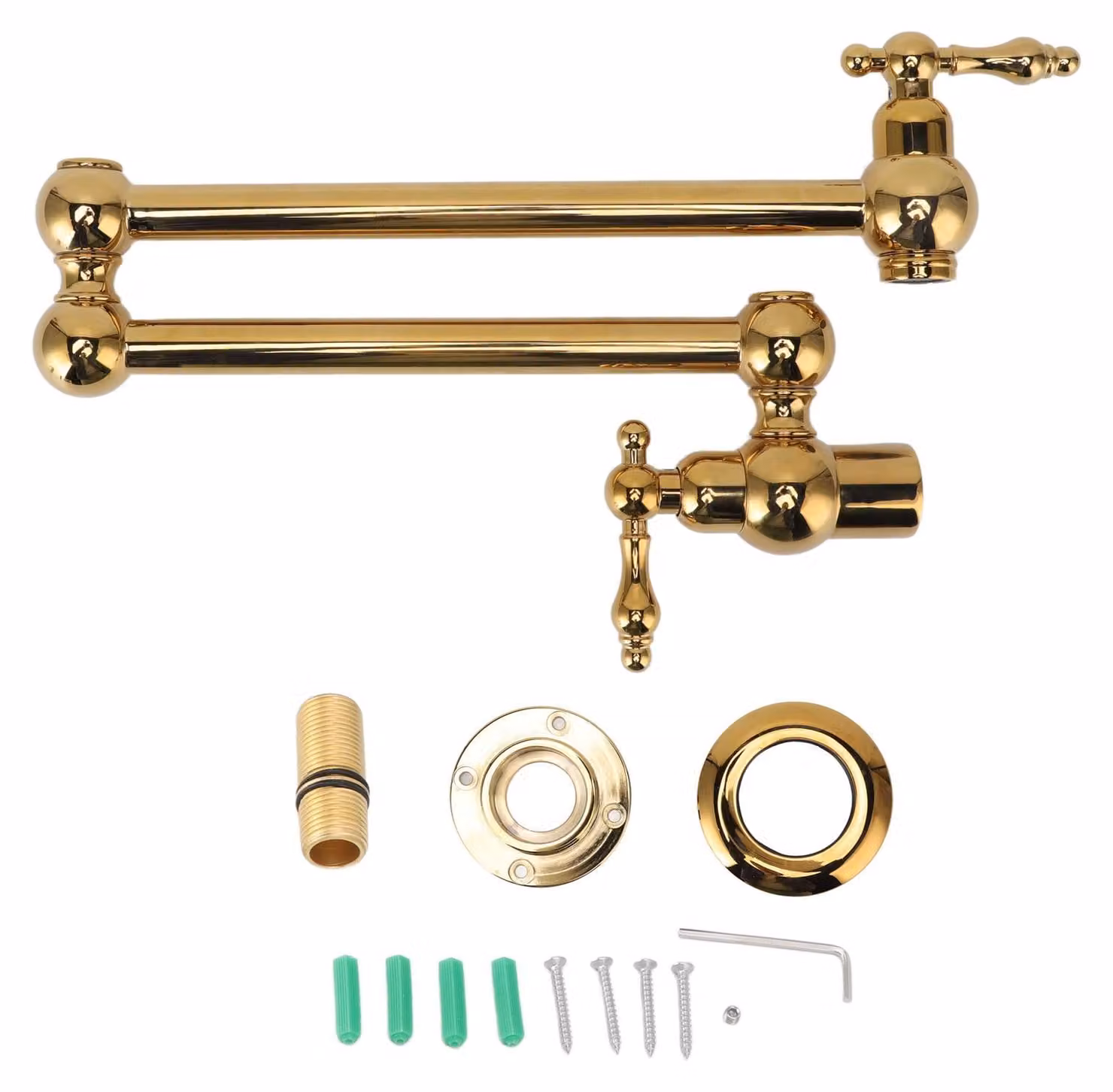 G1/2 Rubinetto da cucina a parete, monoforo per acqua fredda, rotazione a 360 gradi, lavabo, finitura rame, oro titanio