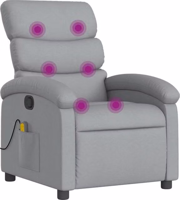 Poltrona Relax Reclinabile Moderna in Tessuto Grigio con Braccioli e Struttura in Metallo e Legno – 1