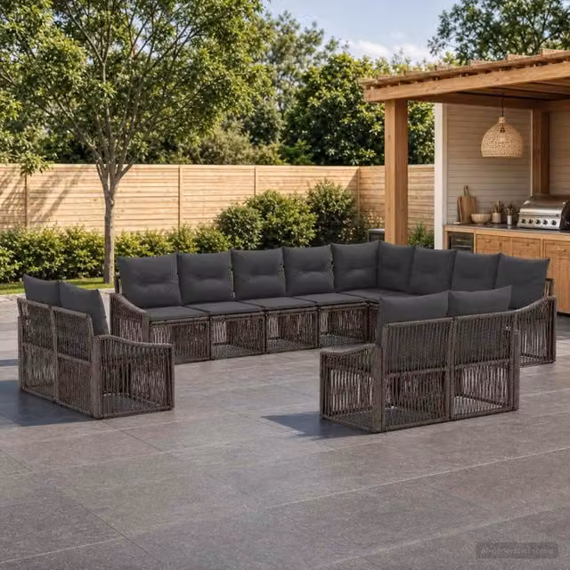 Set Divano da Giardino 12 pz Grigio polyrattan 3436181