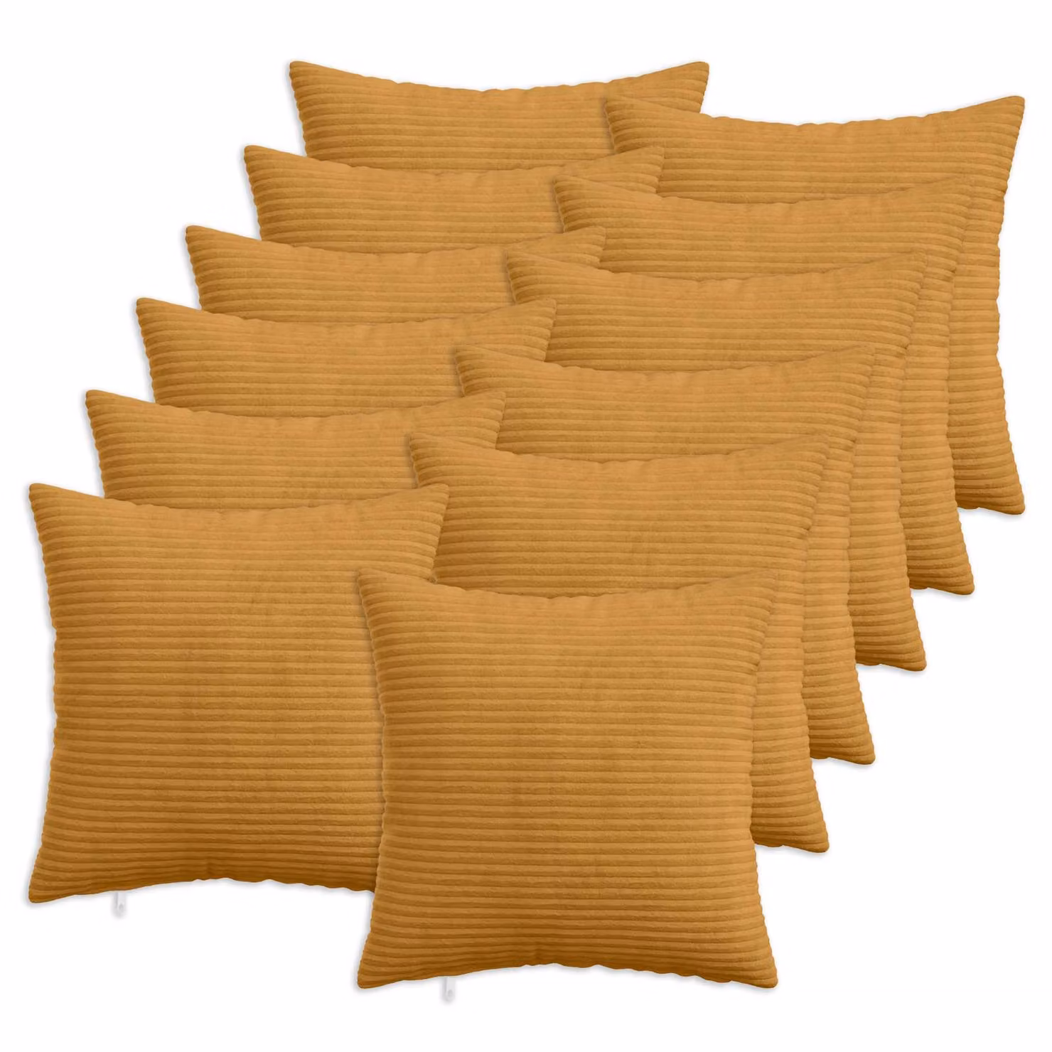 Set di 12 federe vidaXL HEERLEN in velluto a coste giallo, L 50 cm x P 50 cm