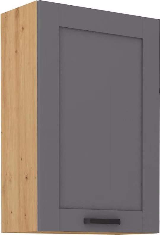 Armadietto superiore alto LAILI - larghezza 60 cm, grigio / rovere artisan