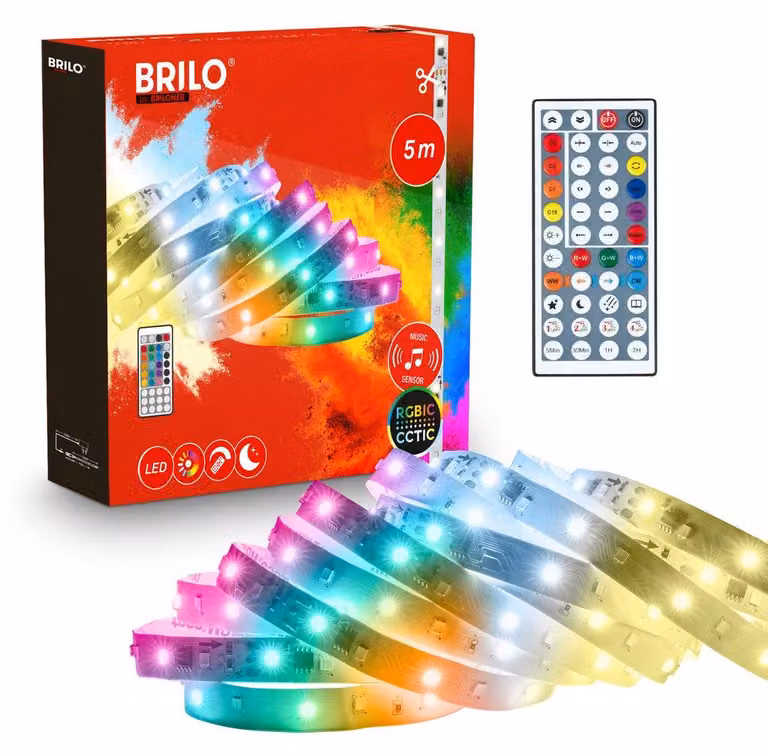 Briloner Striscia LED con telecomando 5m CCTIC RGBIC cambio colore dimmerabile bianco - Strisce LED soggiorno festa gaming