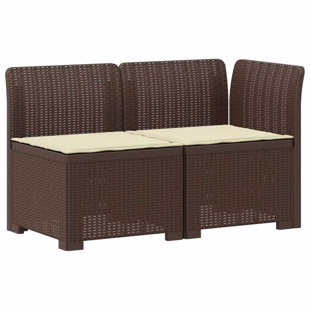 Divano da giardino a 2 posti vidaXL in stile rattan moderno con cuscini beige e marroni per terrazzo o balcone – 2