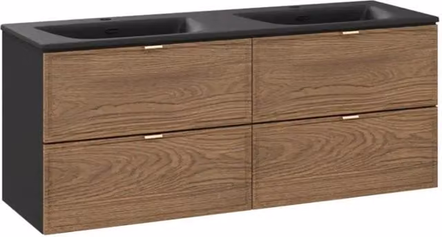 Set da bagno SAVIA: mobile sottolavabo 120cm e doppio lavabo incassato nero
