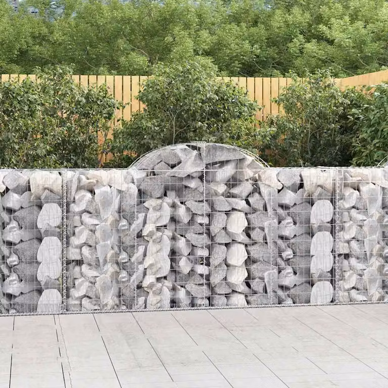Set di 18 Cesti Gabbioni ad Arco vidaXL in Acciaio Zincato Grigio L: 200 cm, P: 50 cm, H: 100-120 cm