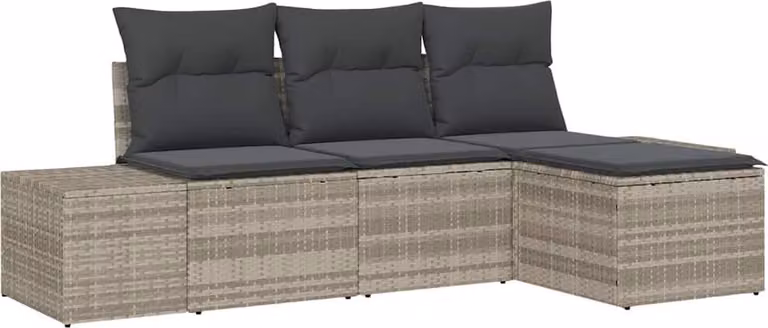 Set Divano da Giardino 4 pcs Grigio chiaro polyrattan