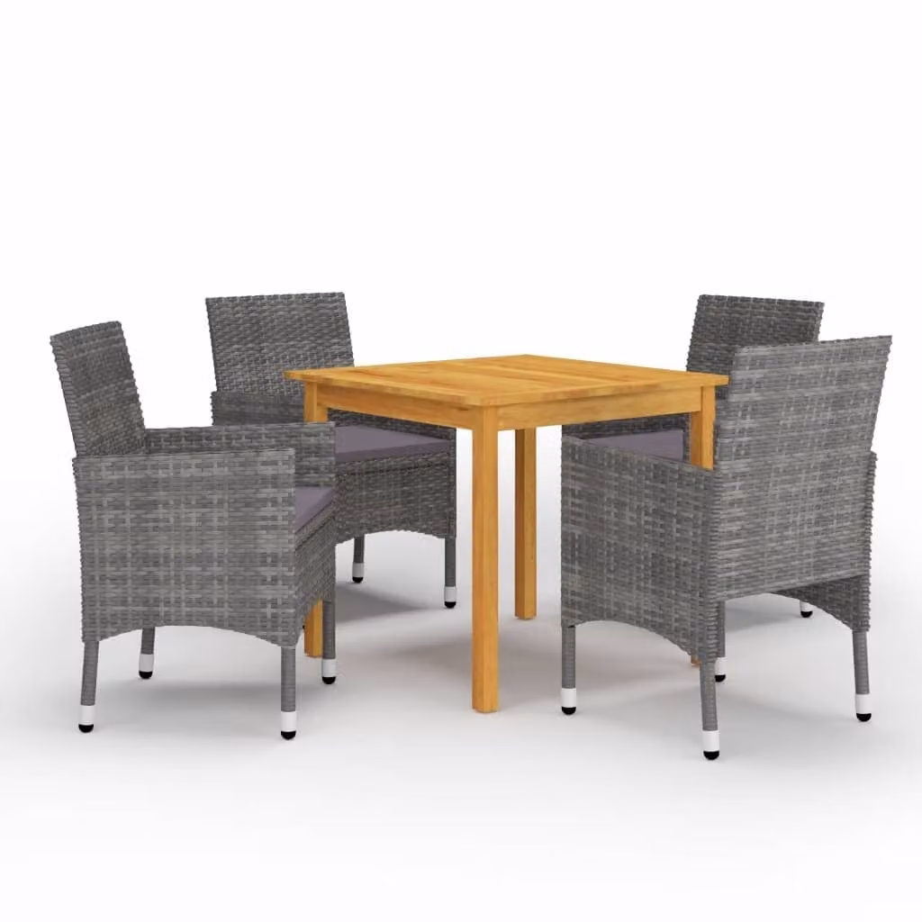 vidaXL set da pranzo da giardino 5 pezzi grigio