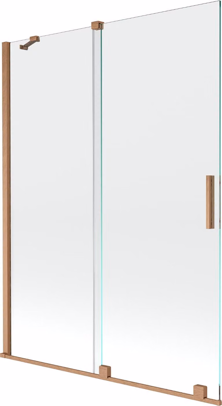 Mexen Velar paravento da bagno 2 ante scorrevoli 130 x 150 cm, trasparente, rame spazzolato - 896-130-000-01-65